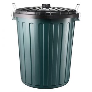Garbage Bin Plastic w/lid - Green 75L