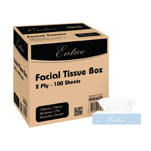 Entice Facial Tissues 2 Ply 100 Sheets
