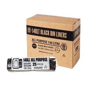 140L Black Garbage Bags AP - Roll